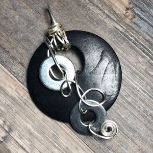 Handmade one of a kind wood and metal pendant